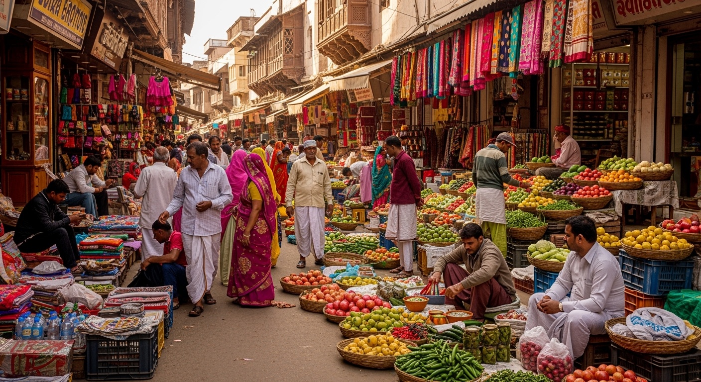 Bustling market scene in Nadiad